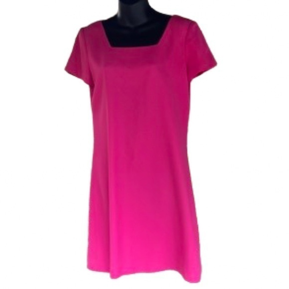 Ann Taylor hot pink button back midi dress size 6